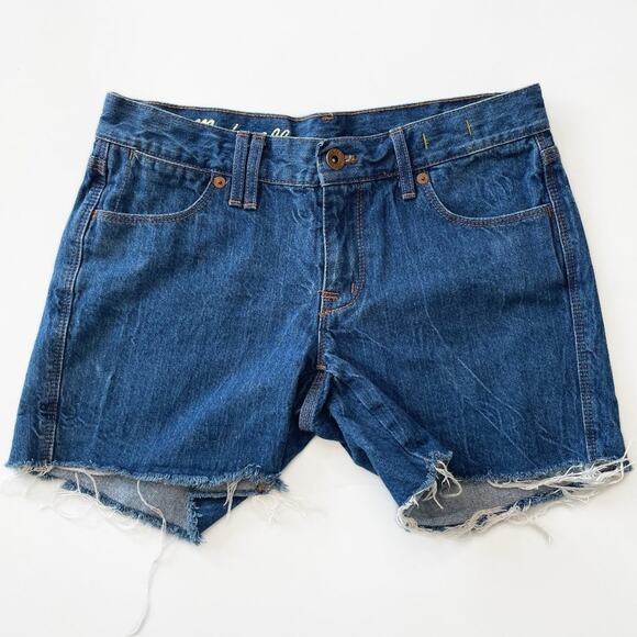 Madewell Pants - Madewell Mid Rise Medium Wash Denim Cutoff Blue Jean Fray Hem Shorts Size 25
